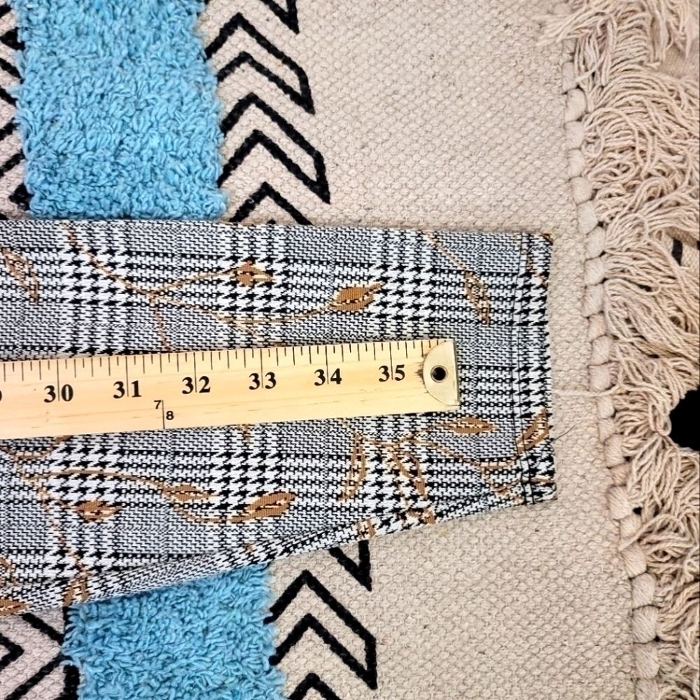 LYSSE PLAID LEGGINGS W GOLD LEAF PRINT DESIGN, SZ SMALL - Picture 10 of 12